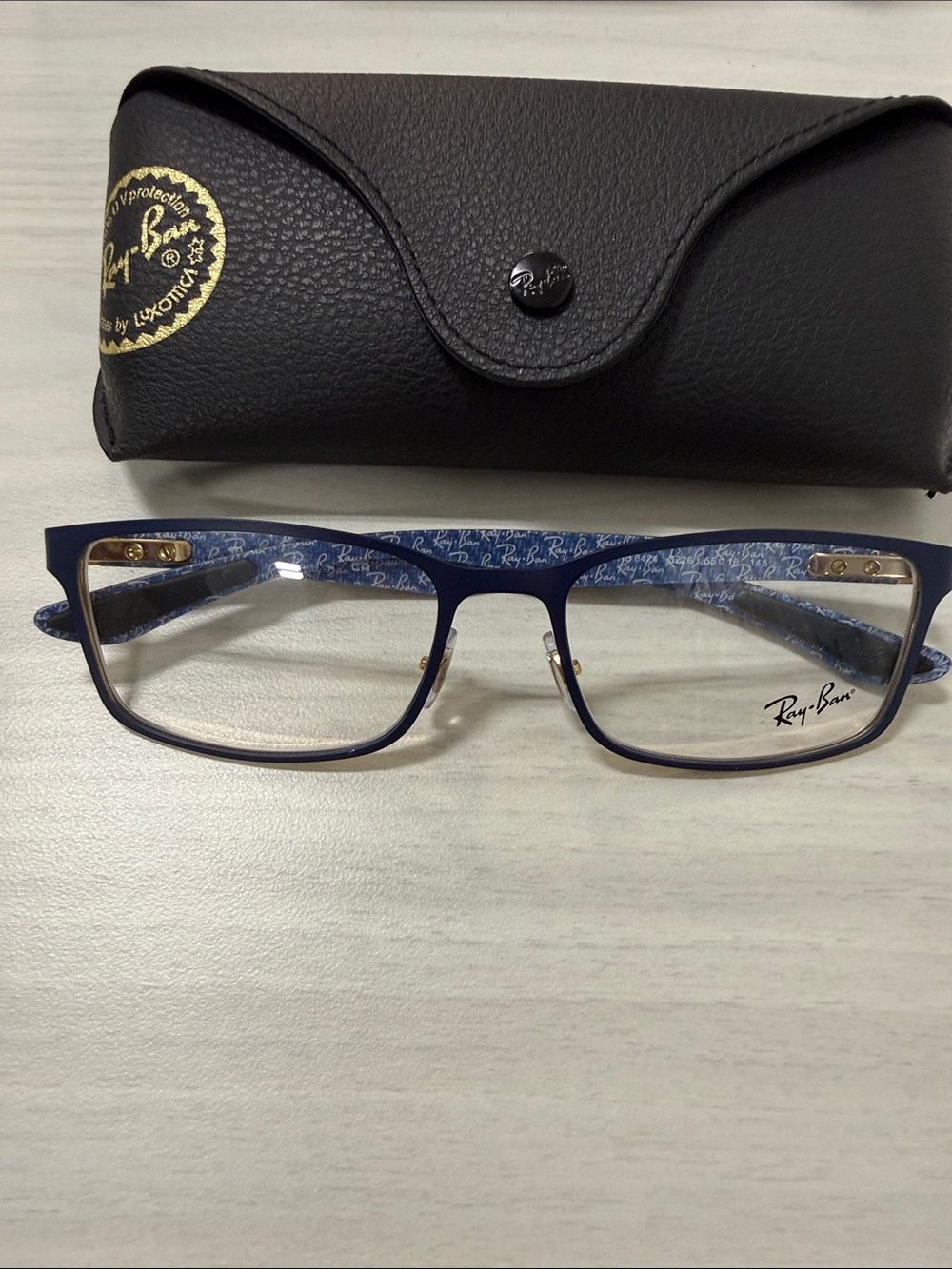 Ray-Ban rb8424 Matte Navy Blue Rectangular Eyeglass Frames